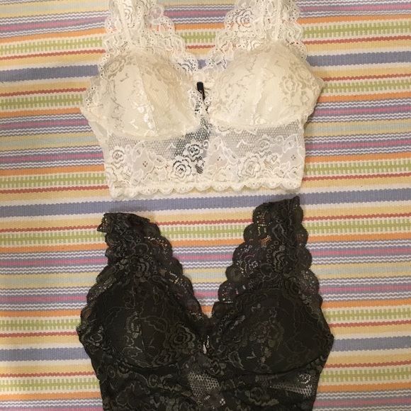 Only Other - 2 Lace Bralettes in Cream & Olive Green